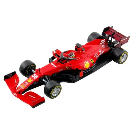 Masinuta Ferarri SF-23 cu casca Carlos Sainz, Flat Red, Bburago