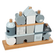 Jucarie din lemn cuburi de constructie, 18 luni+, Blue, Label Label 665209