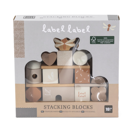 Jucarie din lemn cuburi de constructie, Nougat, Label Label 665223