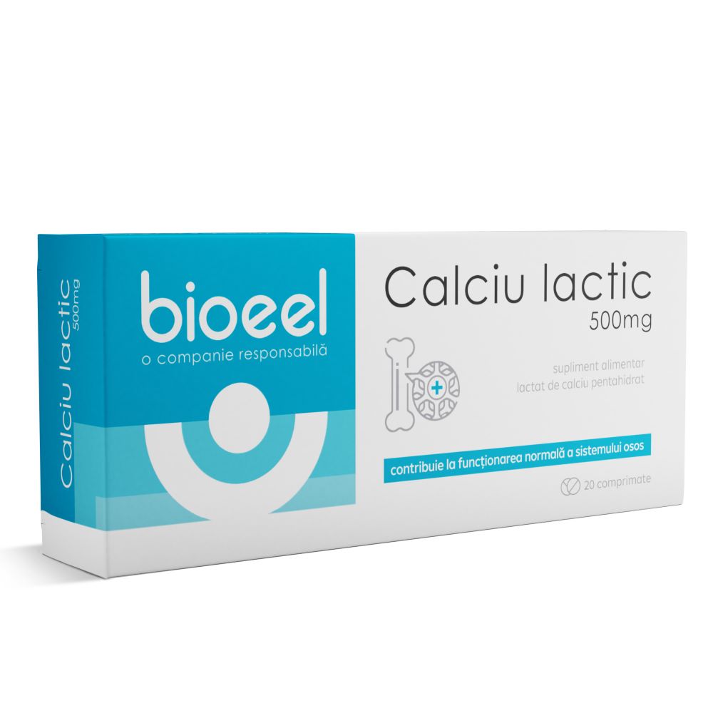 Calciu Lactic, 500 mg, 20 comprimate, Bioeel