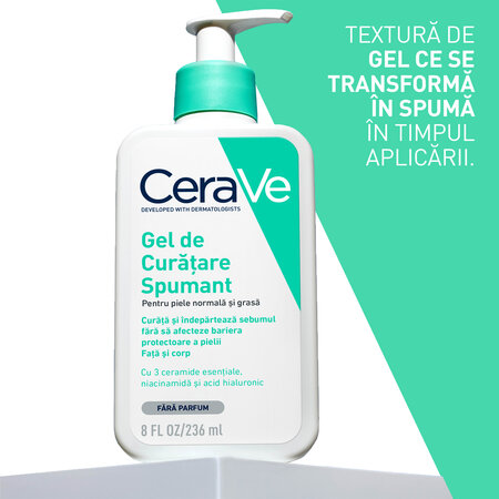 Pachet Gel de curatare spumant pentru pielea normala si grasa, 2x236 ml, CeraVe 732387