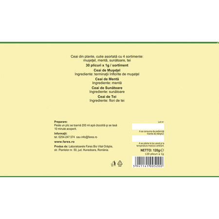 Ceai din plante asortat, 120 plicuri, Fares 720876