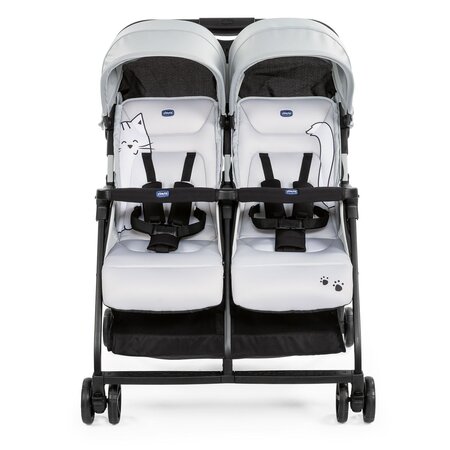 Carucior pentru gemeni Ohlala, Silver Cat, 0 luni+, Chicco 665522