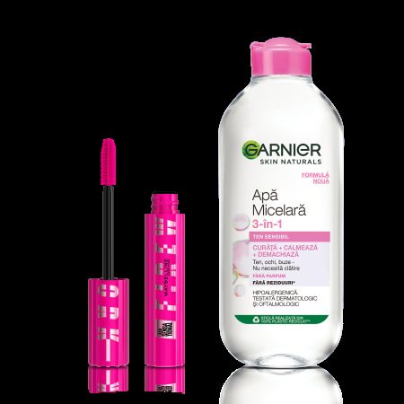 Pachet Apa Micelara Garnier Skin Naturals  + Mascara Maybelline New York Lash Sensational Firework, 400 ml + 10 ml, Loreal 665560