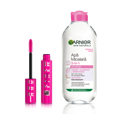 Pachet Apa Micelara Garnier Skin Naturals  + Mascara Maybelline New York Lash Sensational Firework, 400 ml + 10 ml, Loreal 665560