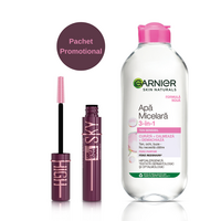 Pachet Apa Micelara Garnier Skin Naturals +  Mascara Maybelline New York Lash Sensational Sky High, Burgundy Haze, 400 ml + 7.2 ml, loreal