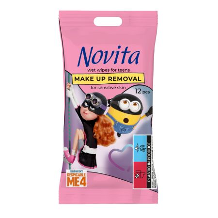Servetele umede demachiante pentru adolescenti Minions, 12 buc, Novita 666349