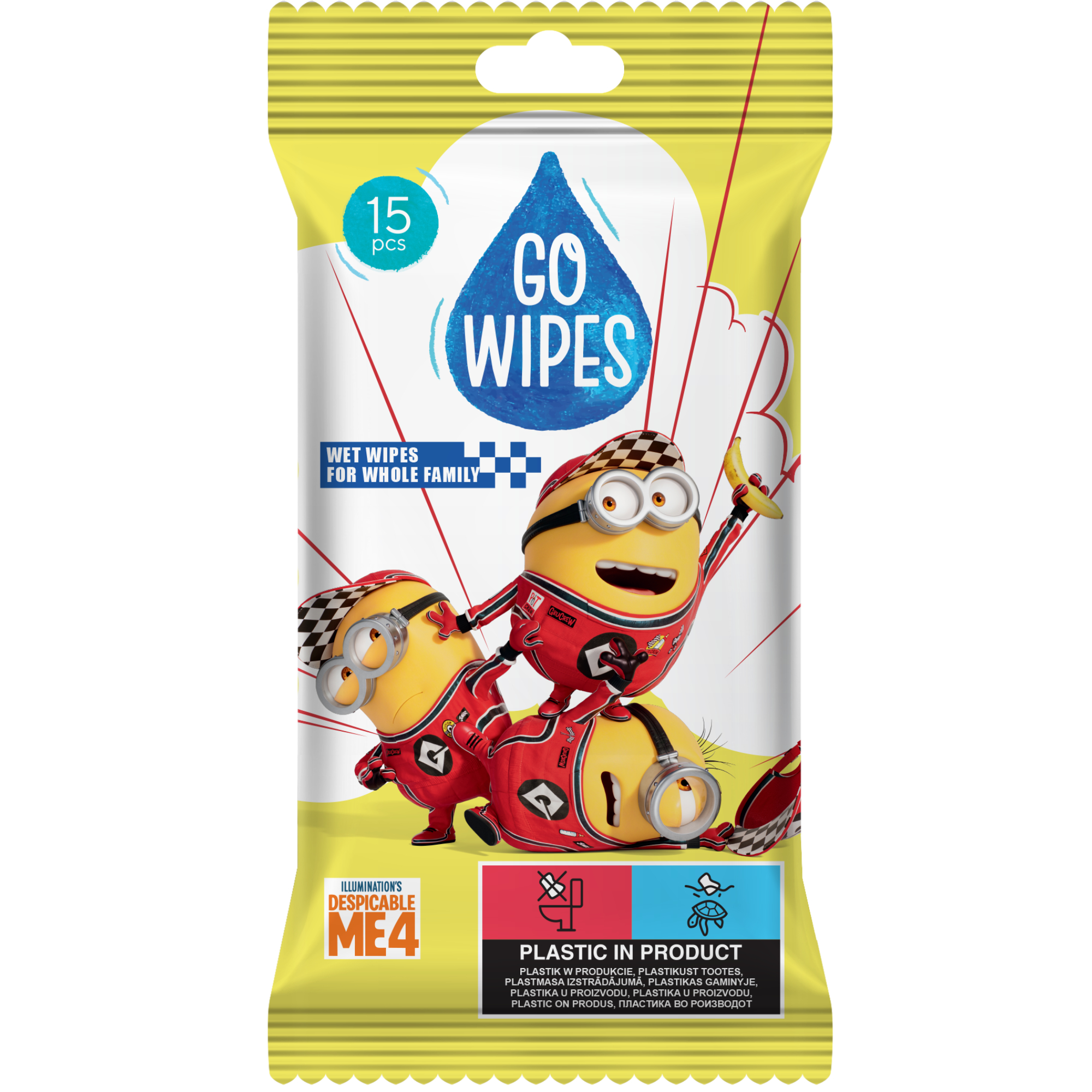 Servetele umede pentru copii Minions, 15 buc, Go  Wipes