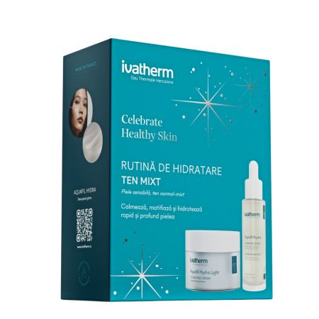 Pachet Crema hidratanta + Serum cu Peptide si HA Aquafil Hydra, 50 ml + 30 ml, Ivatherm