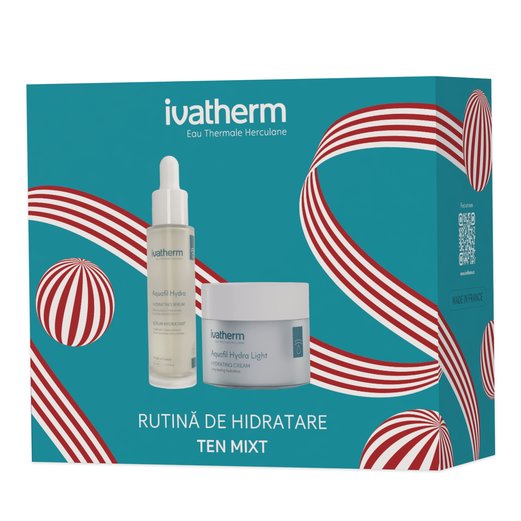 Pachet Crema hidratanta + Serum cu Peptide si HA Aquafil Hydra, 50 ml + 30 ml, Ivatherm