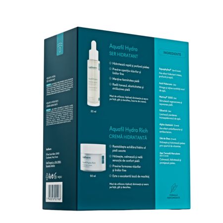 Pachet Crema hidratanta + Serum cu Peptide si HA Aquafil Hydra Rich, 50 ml + 30 ml, Ivatherm 730571