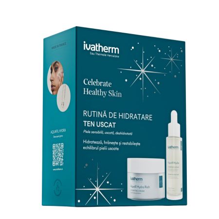 Pachet Crema hidratanta + Serum cu Peptide si HA Aquafil Hydra Rich, 50 ml + 30 ml, Ivatherm