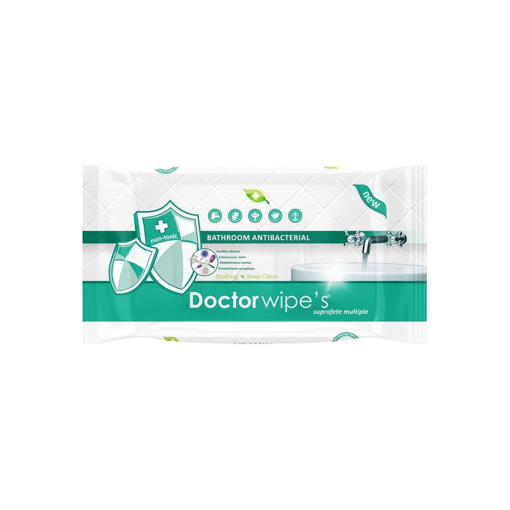 Servetele umede antibacteriene pentru baie, 48 bucati, Doctor Wipes