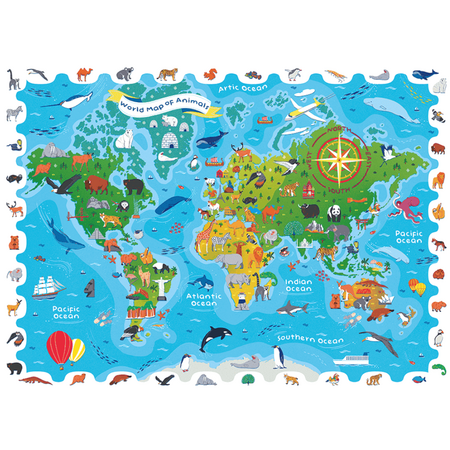 Puzzle Harta animalelor Detective, +6 ani, 108 piese, Ludattica 667143