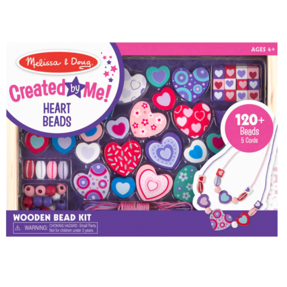 Set margele din lemn Inimioare Deco, +4 ani, Melissa & Doug