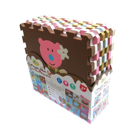 Covoras Puzzle Ursulet Fetita, 92 x 92 cm, +3 ani, Babygreat 667563