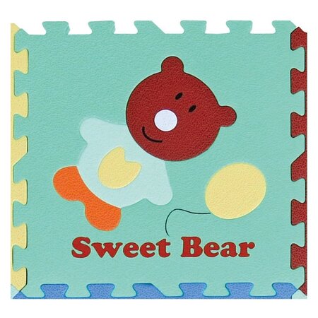 Covoras Puzzle Ursulet Baietel, 92 x 92 cm, +18 luni, Babygreat