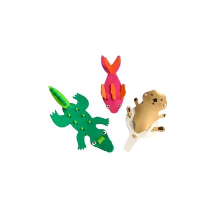Jucarie de baie din spuma Animale Marine, +3 ani, vadra de mare, crocodil, pestisor, Babygreat