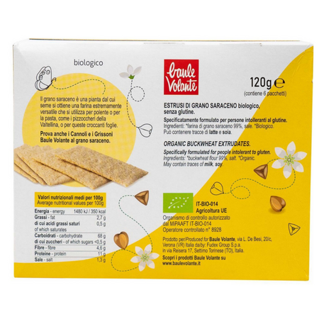 Paine crocanta subtire bio din hrisca fara gluten, 120 g, Baule Volante 667824