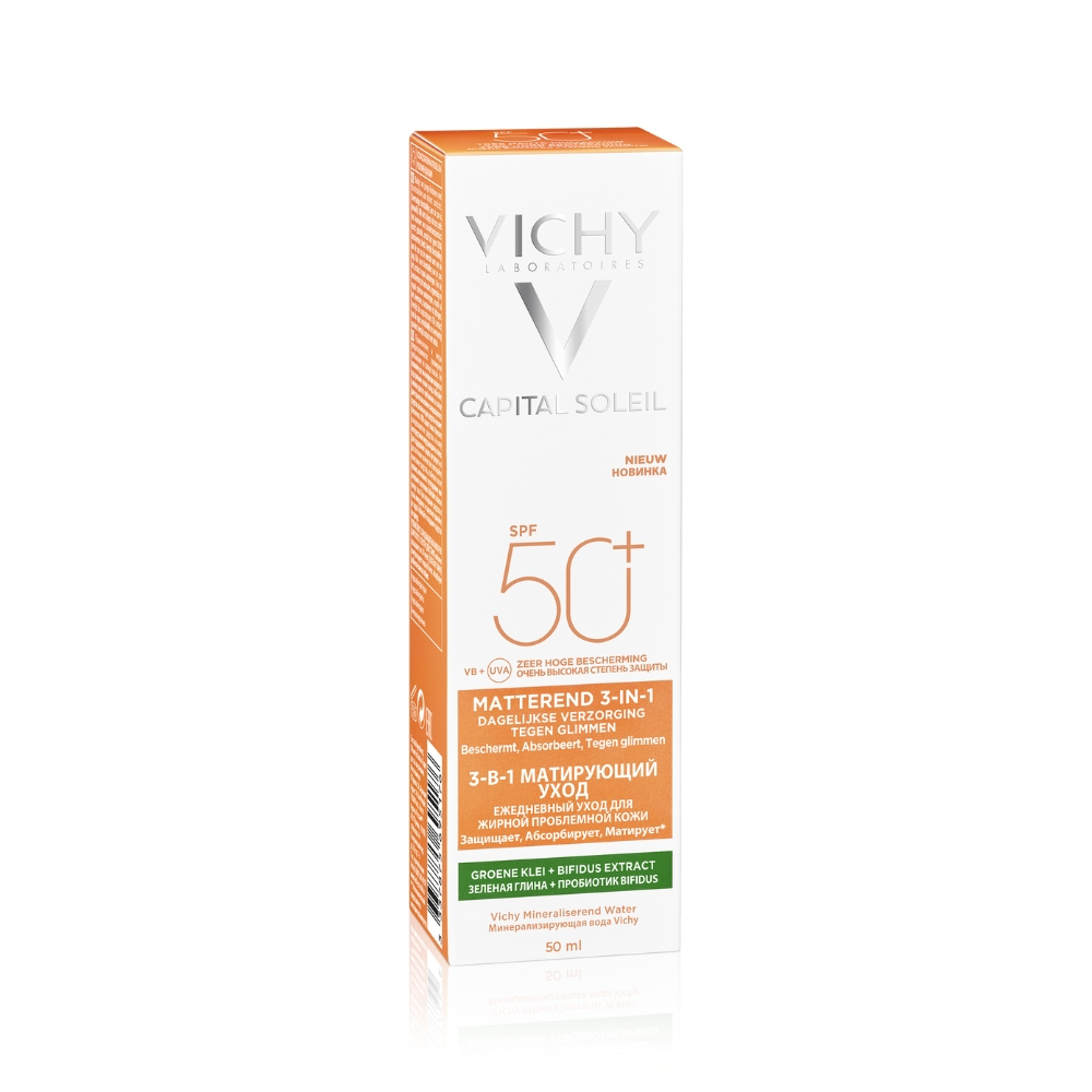 Crema matifianta anti-stralucire 3 in1 cu SPF50 Capital Soleil, 50 ml, Vichy