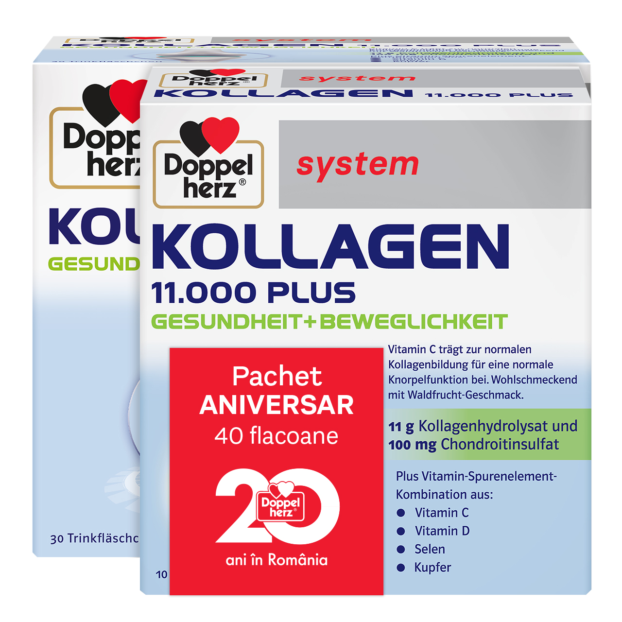 Pachet Kollagen 11.000 Plus solutie orala, 30+10 flacoane, Doppelherz