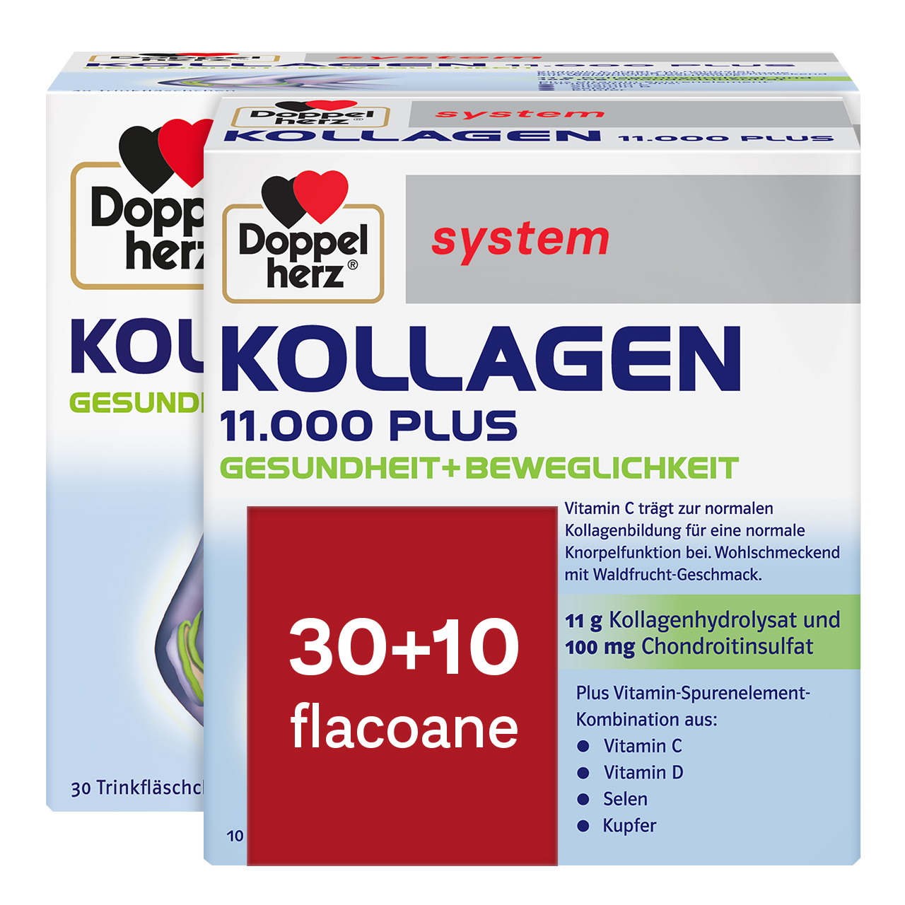 Pachet Kollagen 11.000 Plus solutie orala, 30+10 flacoane, Doppelherz