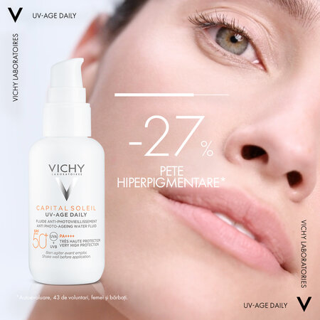 Fluid pentru protectie solara cu actiune impotriva foto-imbatranirii tenului SPF50+ Capital Soleil, 40 ml, Vichy 559546