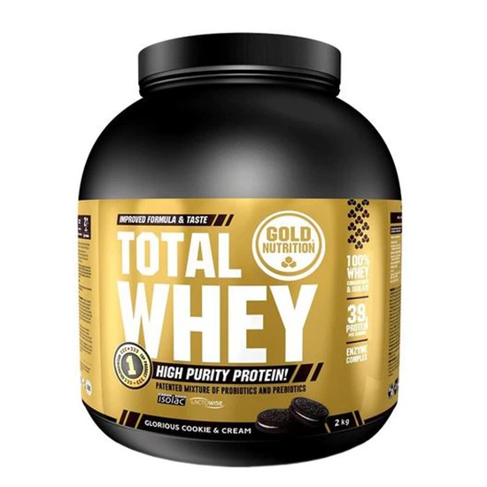 Pudra proteica cu aroma de ciocolata Total Whey, 2 kg, Gold Nutrition