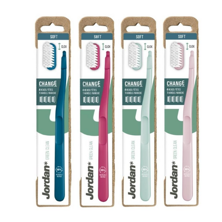 Periuta de dinti pentru adulti cu 4 capete interschimbabile Green Clean, Soft, Jordan 671015