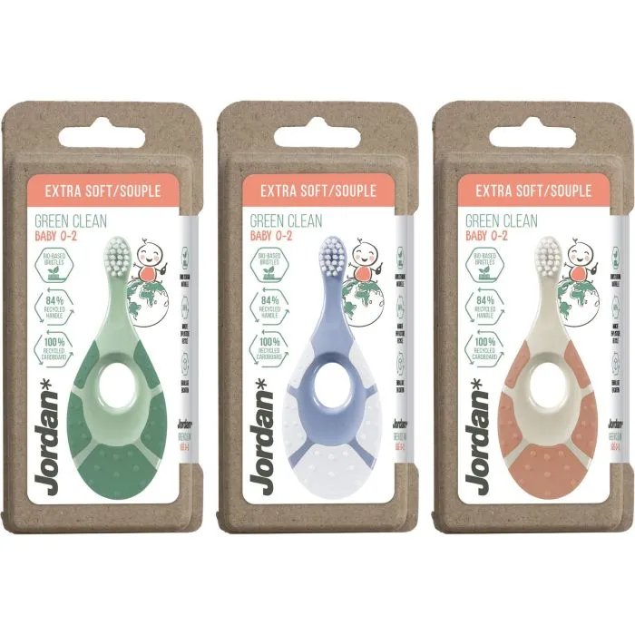 Periuta de dinti pentru copii Extra Soft Green Clean Baby, Diverse culori, 0-2 ani, 1 bucata, Jordan