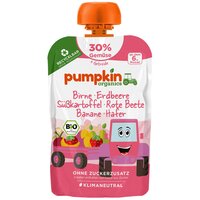 Piure BIO de pere, capsuni, cartofi dulci, sfecla rosie, banane si ovaz, +6 luni, 100 g, Pumpkin Organics