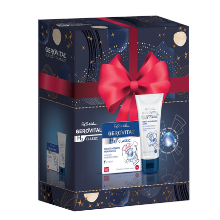 Pachet Crema Intensiv Hidratanta + Crema de maini regeneranta H3 Classic, 50 ml+ 100 ml, Gerovital