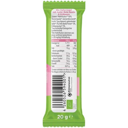 Baton Bio din ovaz cu mar, sfecla rosie si capsuni, +12 luni, 20 g, Pumpkin Organics 671278