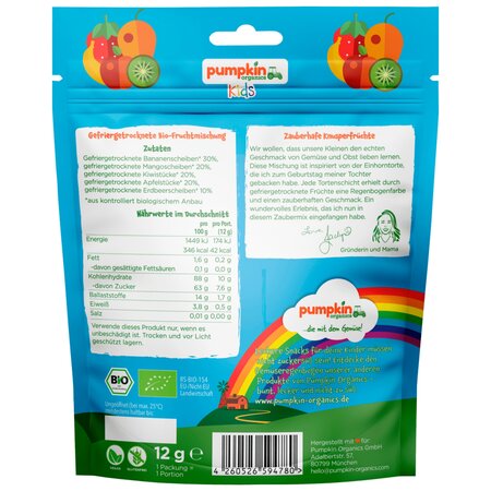 Chipsuri Bio cu mix fructe, +3 ani, 12 g, Pumpkin Organics 671287