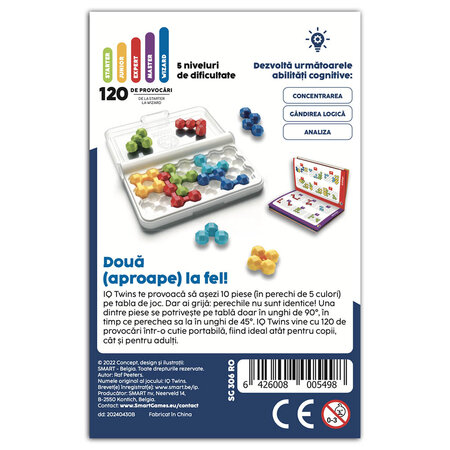 Joc de logica 120 provocari in limba romana IQ Twins, +7 ani, Smart Games 671421