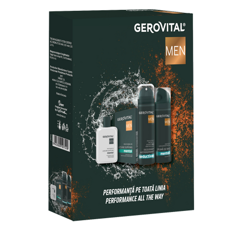 Pachet Spuma de Ras, Lotiune dupa Ras si Deodorant Antiperspirant Gerovital Men, 100ml + 200ml + 150ml, Gerovital