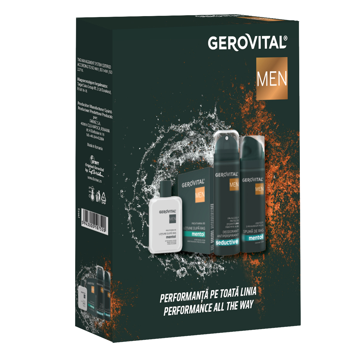 Pachet Spuma de Ras, Lotiune dupa Ras si Deodorant Antiperspirant Gerovital Men, 100ml + 200ml + 150ml, Gerovital