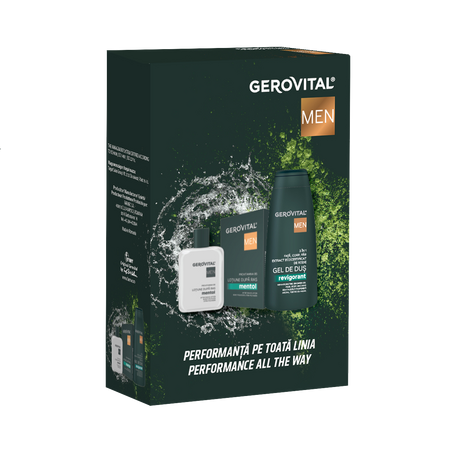 Pachet Lotiune dupa Ras Mentol si Gel de Dus Revigorant Men, 100ml + 400ml, Gerovital