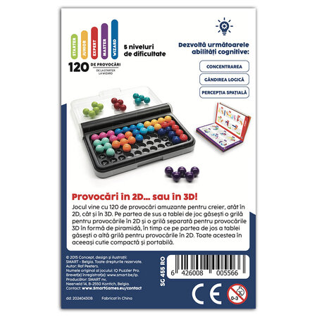 Joc de logica 120 provocari in limba romana IQ Puzzler Pro, +6 ani, Smart Games 671306