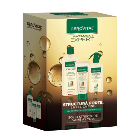 Pachet Sampon + Masca + Ser Termoprotector Tratament Expert, 250ml + 150ml + 150ml, Gerovital