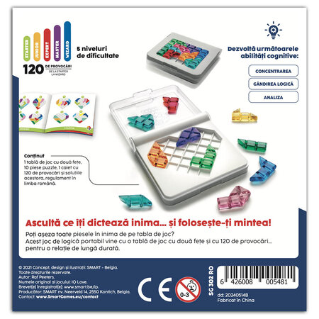 Joc de logica 120 provocari in limba romana IQ Love, +7 ani, Smart Games 671394