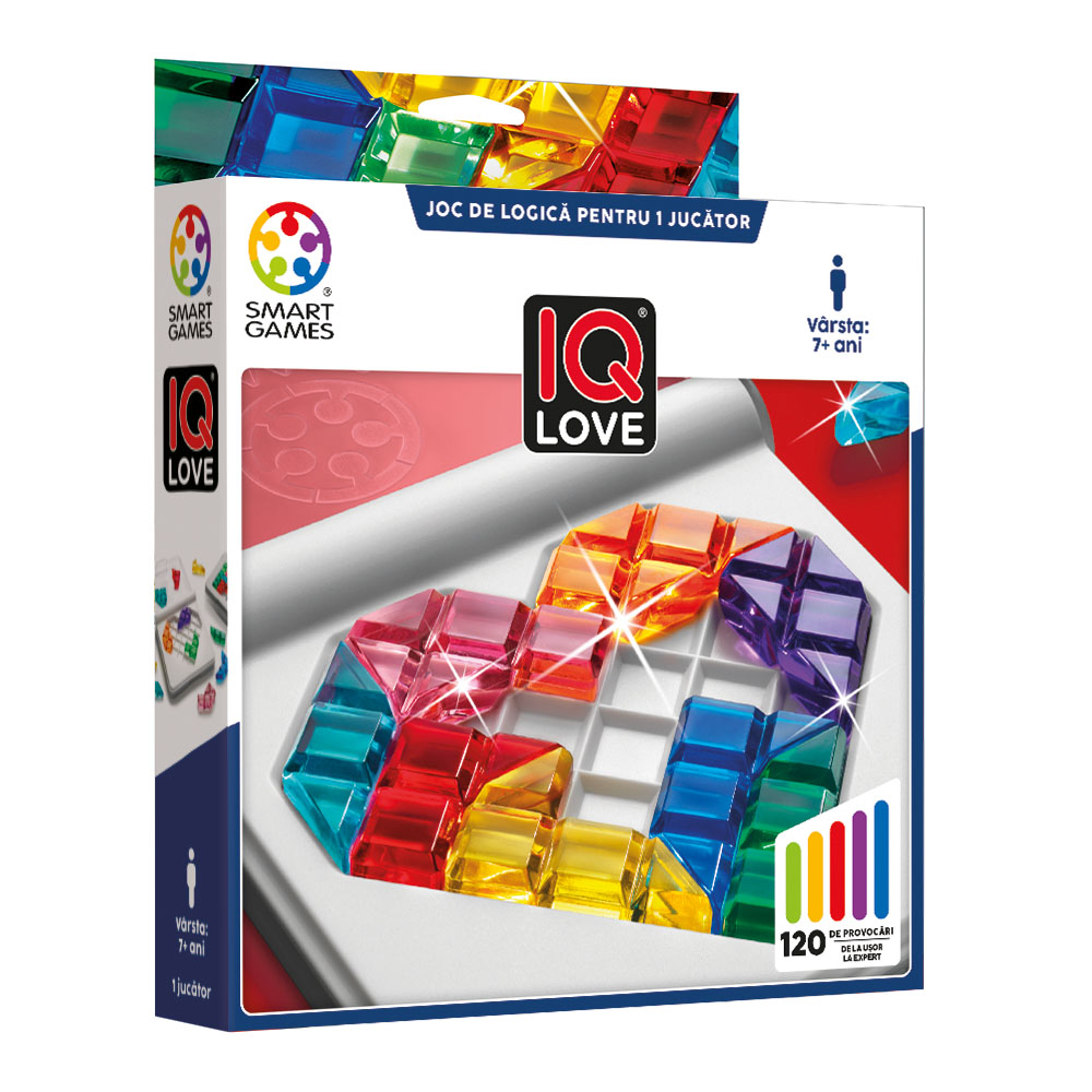 Joc de logica 120 provocari in limba romana IQ Love, +7 ani, Smart Games