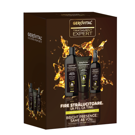 Pacht Sampon + Masca + Ulei Tratament Expert Argan, 250ml + 150ml + 100ml, Gerovital