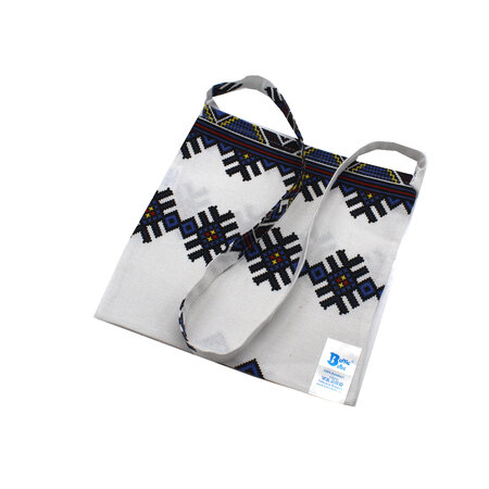 Traista din bumbac pentru colind, 22 x 22 cm, Steluta Alb/Albastru, Baltic Bebe 671450