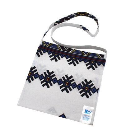 Traista din bumbac pentru colind, 22 x 22 cm, Steluta Alb/Albastru, Baltic Bebe 671449