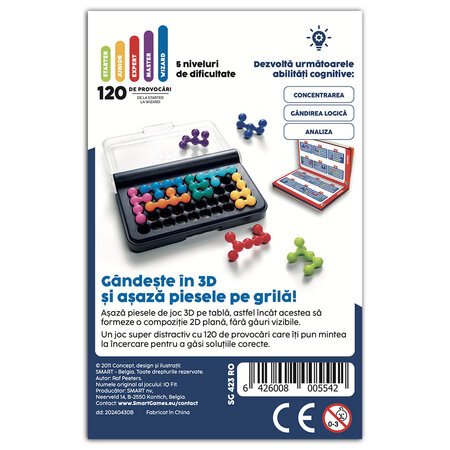 Joc de logica 120 provocari limba romana Iq Fit, +6 ani, Smart Games 671479