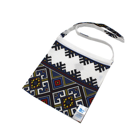 Traista din bumbac pentru colind, 22 x 22 cm, Alb/Albastru, Baltic Bebe 671490