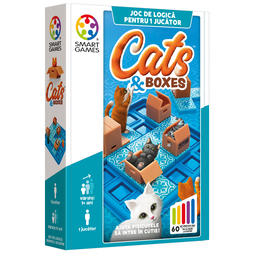 Joc de logica 60 provocari in limba romana Cats and Boxes, +7 ani, Smart Games