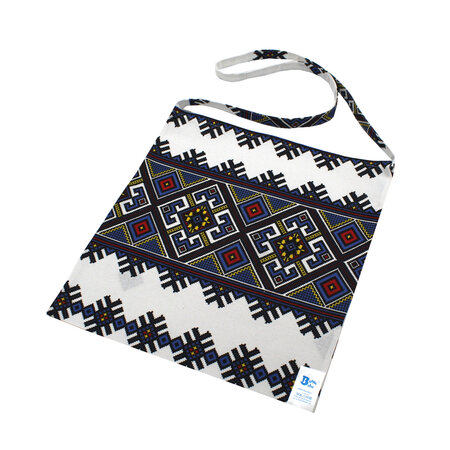 Traista din bumbac pentru colind, 35 x 37 cm, Alb/Albastru, Baltic Bebe 671534