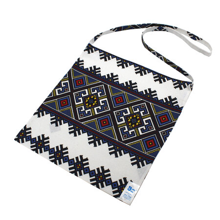 Traista din bumbac pentru colind, 35 x 37 cm, Alb/Albastru, Baltic Bebe 671533